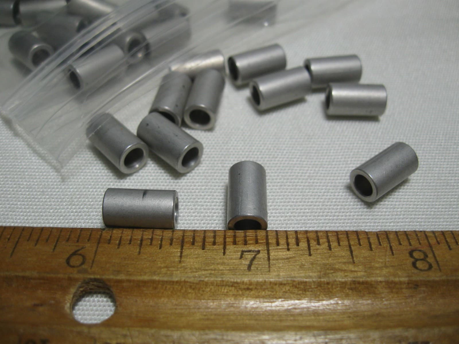 Standoff Aluminum Round 1/4" OD 0.147" ID x 7/16” long - 115 pcs - Use with 6-32 2