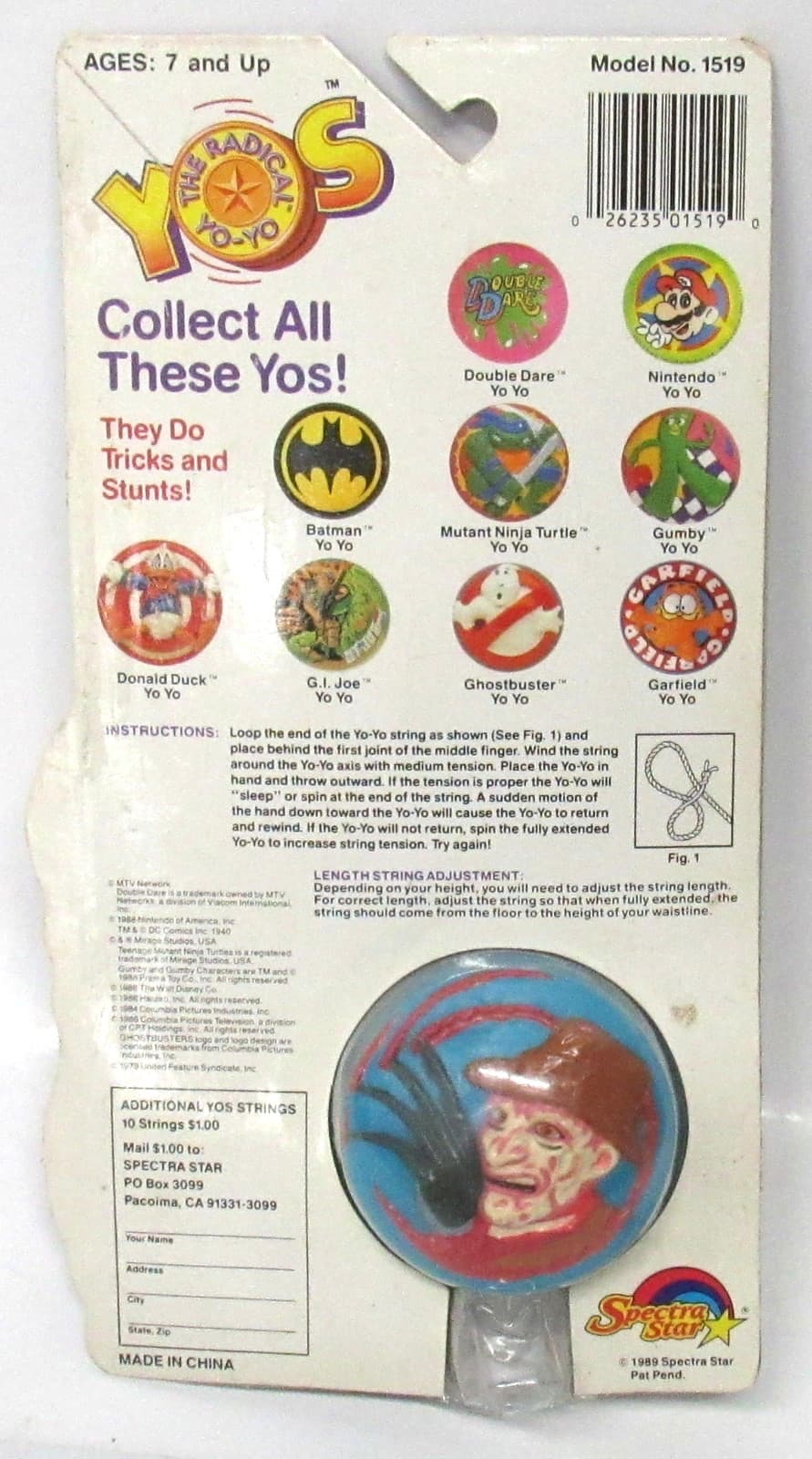 New Sealed Spectra Star Nightmare On Elm Street Freddy Krueger Radical Yo-Yo 2