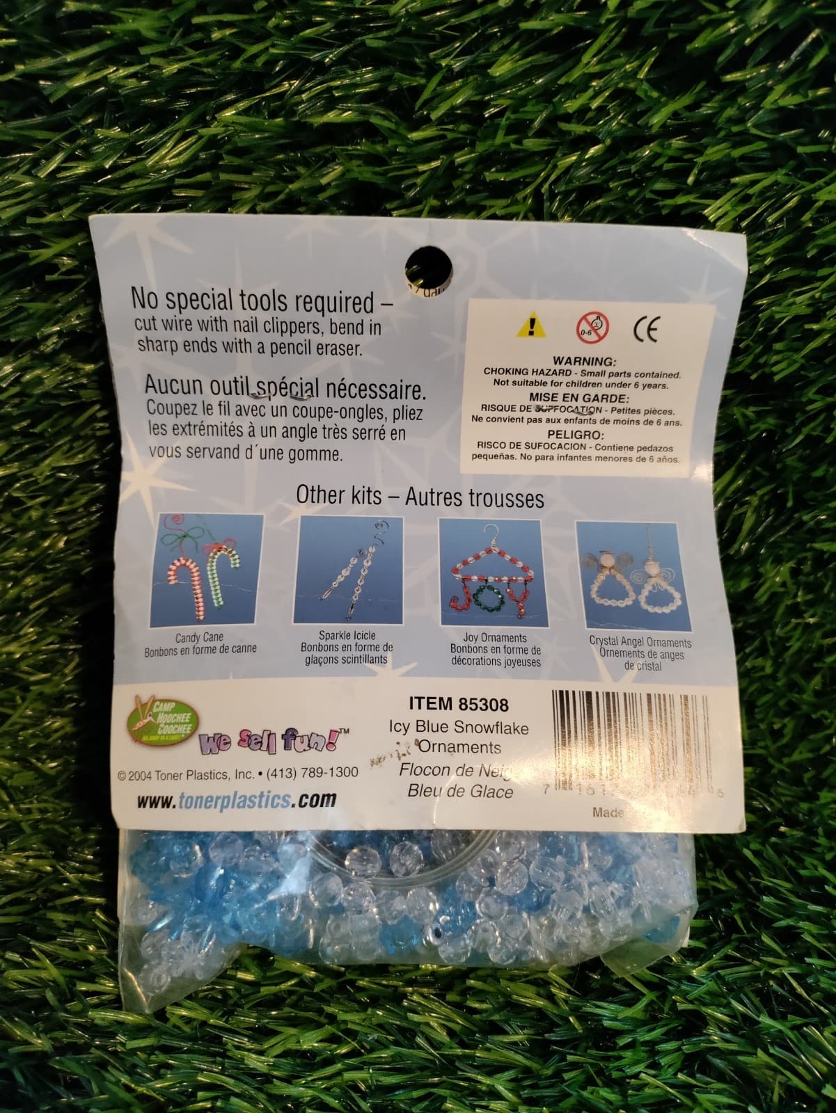 Toner Plastics Holiday Ornament Beaded Craft Kit  #85308  Icy Blue Snowflakes 2