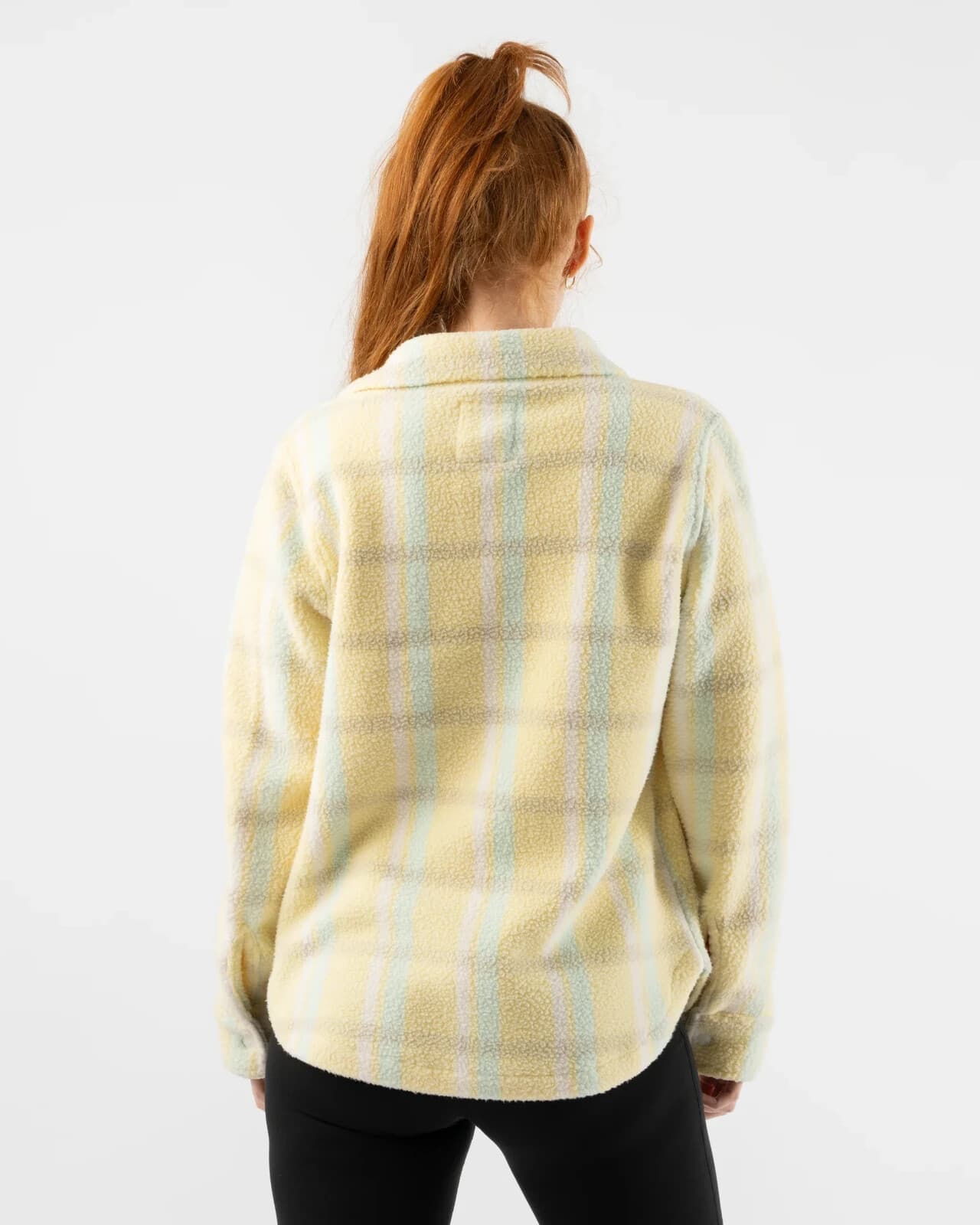 NWT Running Rabbit Fleece of Mind Pale Banana Plaid Shirt Jacket Size S 5