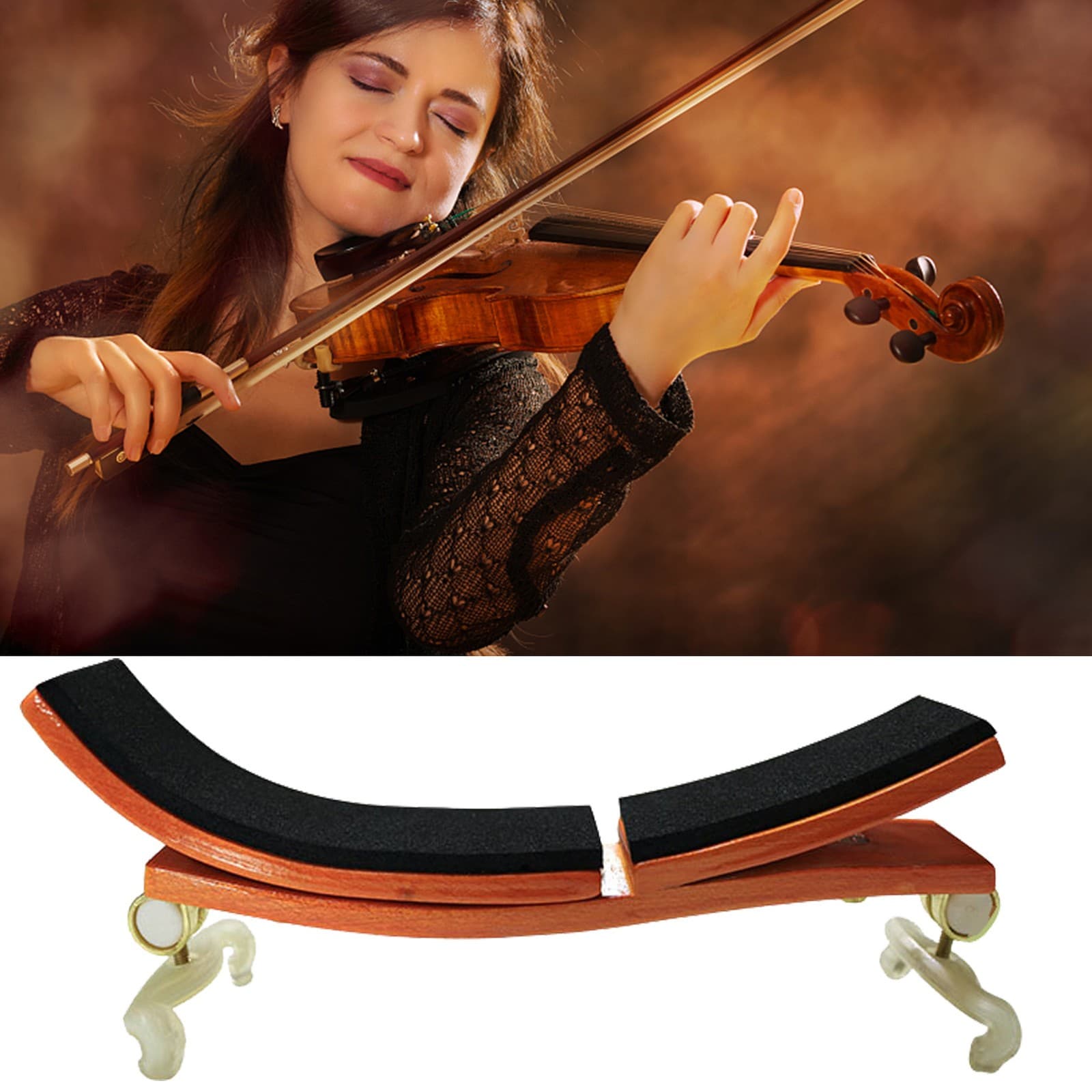 New Violin Shoulder Rest For 4/4 3/4 Violin Adjustable Height Rotated Angle 4