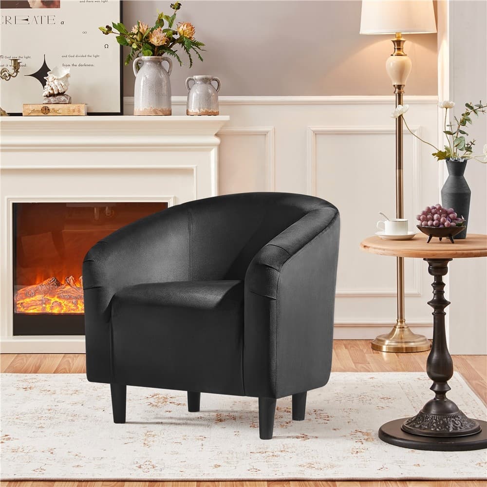 Velvet Accent Chair Modern Barrel Chair For Living Room Bedroom Sturdy 3
