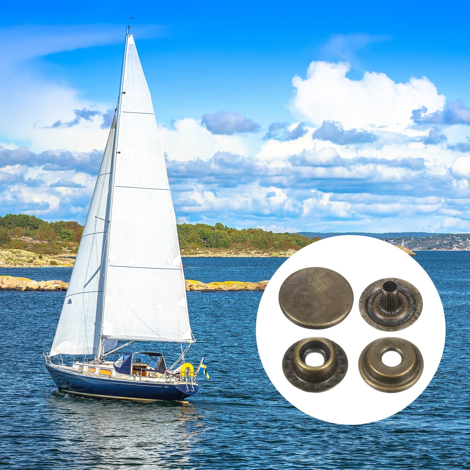 30Set Press-Stud Cap Button 12.5mm Metal Snap Fastener for Clothes DIY, Bronze 6