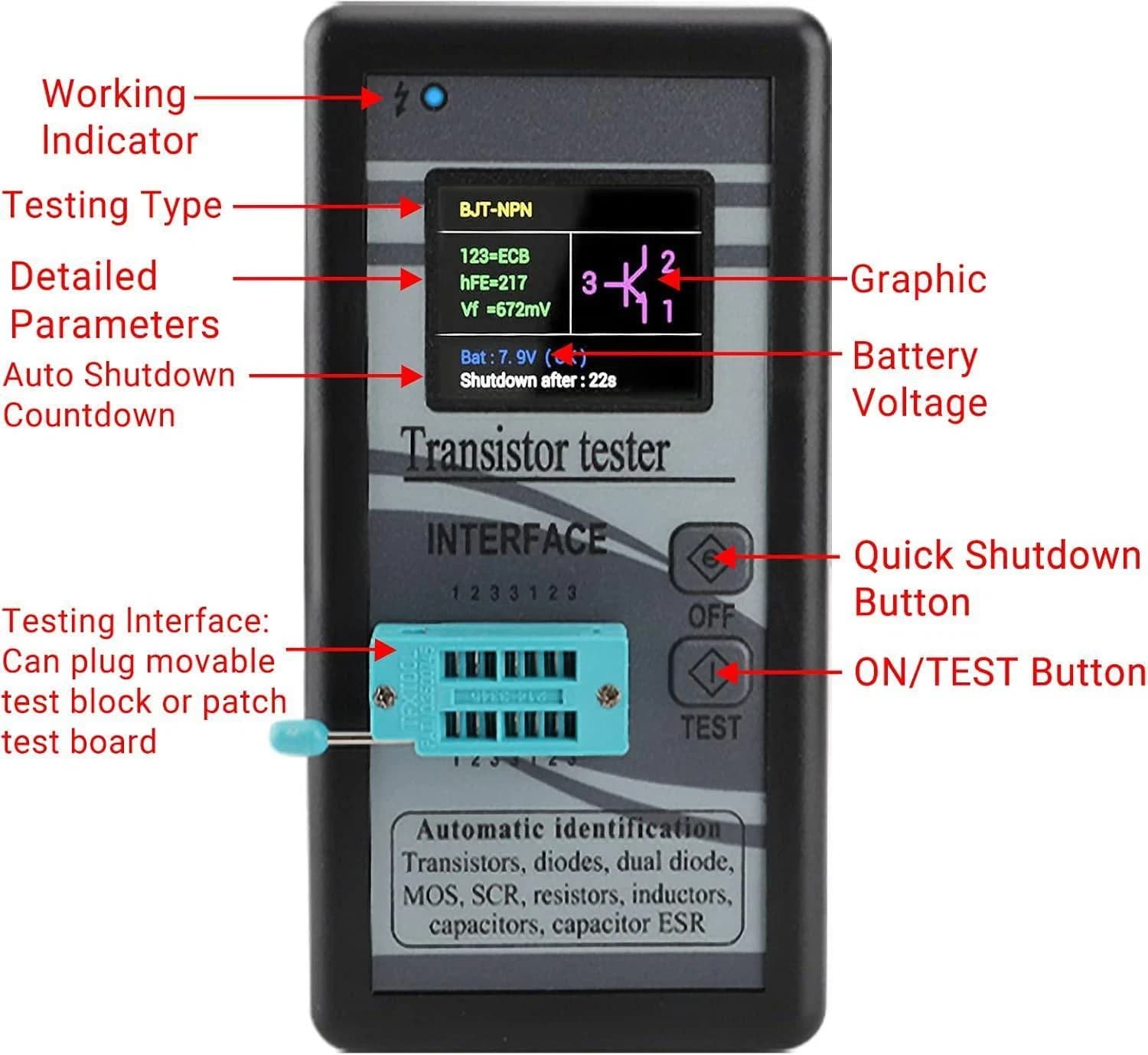 Transistor Tester LCR Meter  Mosfet Transistor Capacitor Tester Mega328 2