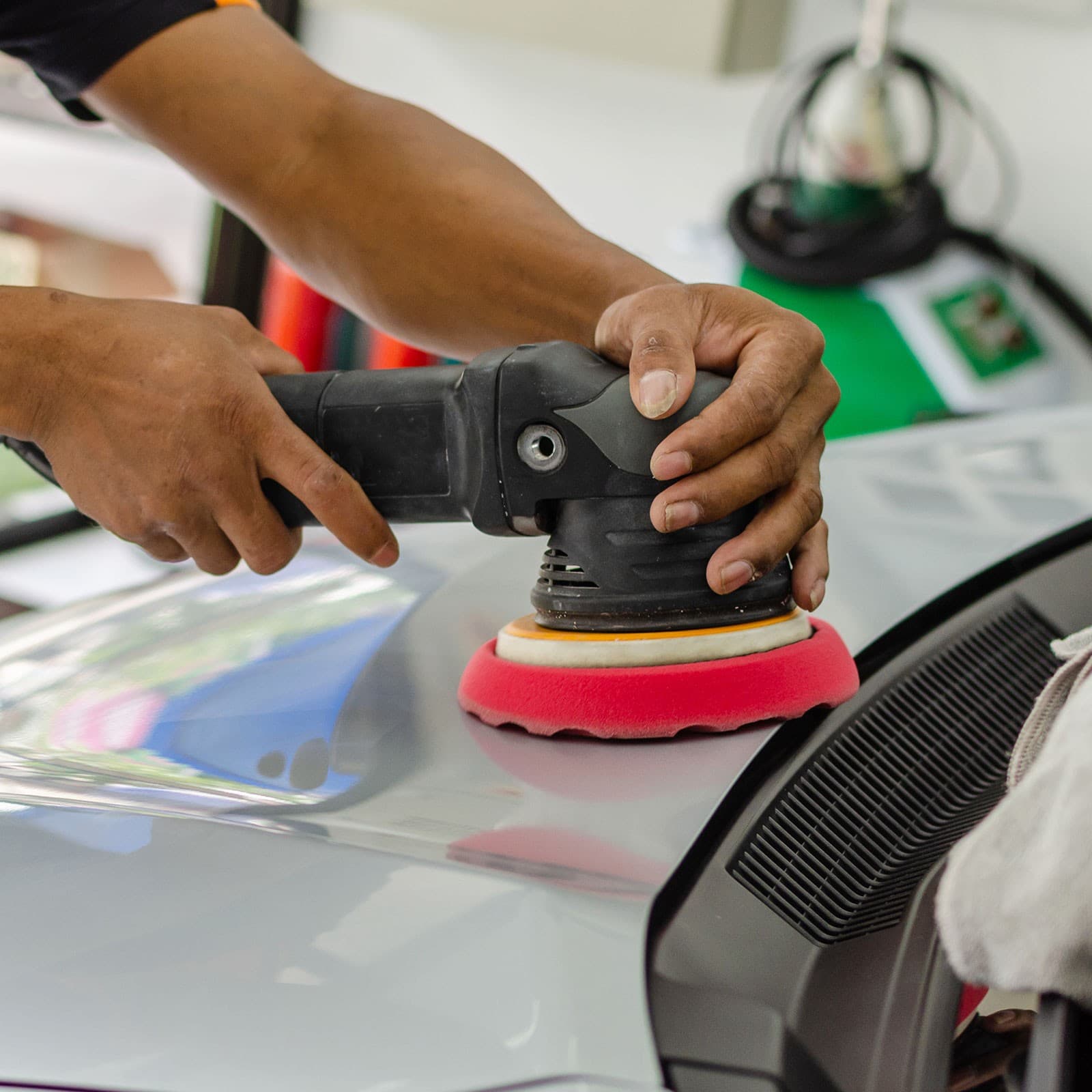2pcs Buffing Sponge Pads 5" Polishing Wheel Waffle Finishing Grip Pad, Red 6