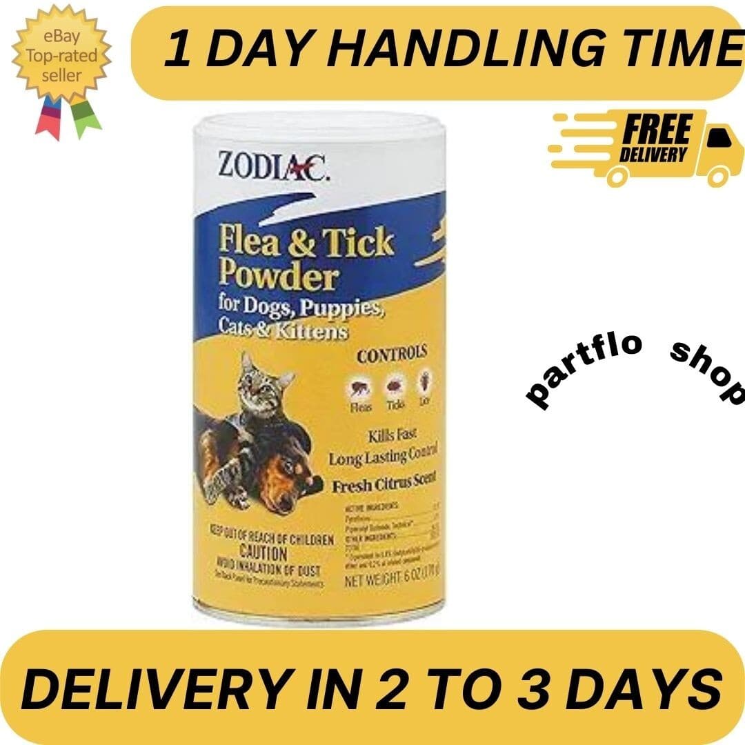 Zodiac Flea & Tick Powder with Shaker Top for Dogs Puppies Cats & Kittens 6 oz