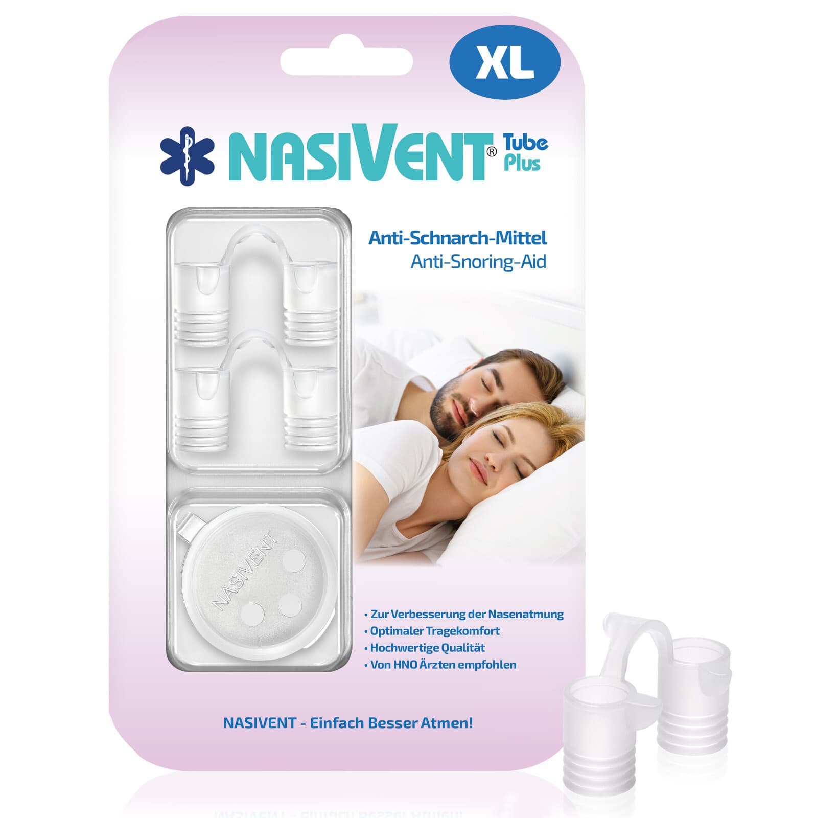 NASIVENT Tube Plus anti snore remedy- (2x XL) - Nasal dilator - Easy to use