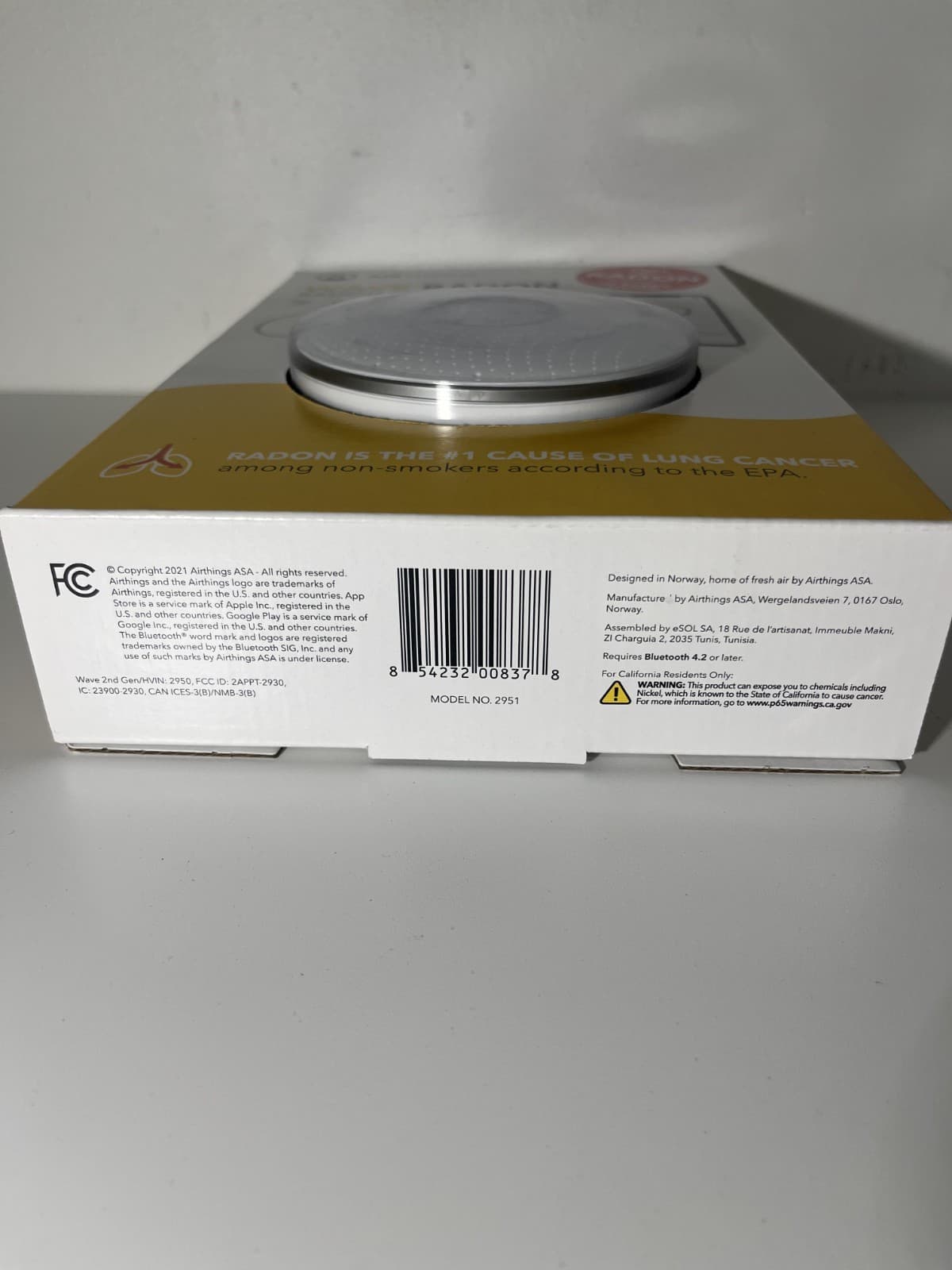 Airthings 2951 Wave Radon Battery Operated Smart Radon Detector NEW 3