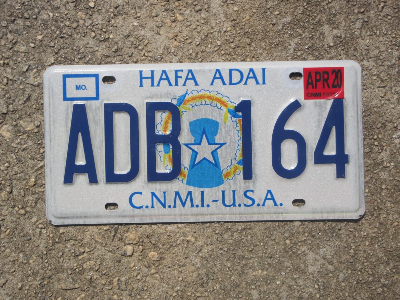2020 Northern Mariana Islands License Plate CNMI USA Pacific Ocean ADB 164