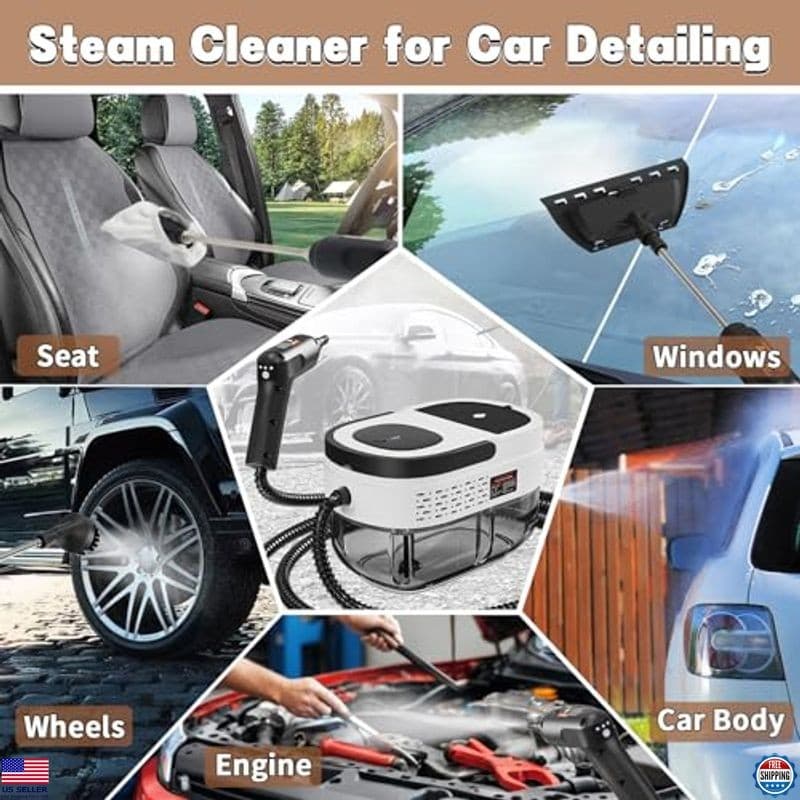 2500W Handheld Steam Cleaner - 1.6L High-Temp Steamer for Cars, Furniture, Grout 4