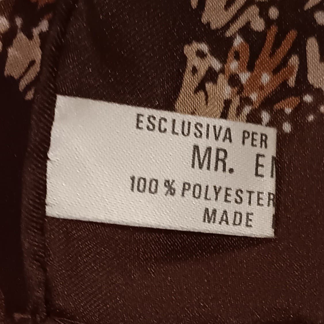 VTG Mr Emperor Square Scarf Brown Rust Tan Floral Botanical Abstract Italy 26x26 6