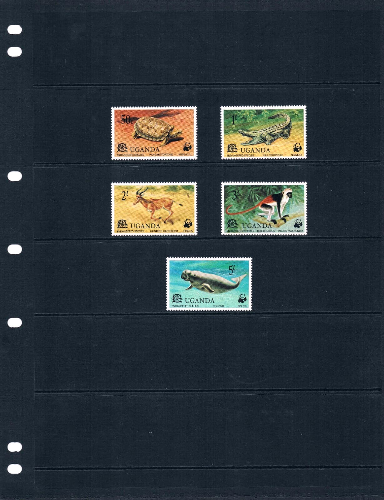 $9.55 Scott Value - 1977 UGANDA Wildlife African Crocodile Monkey CV MNH NH UMM 2