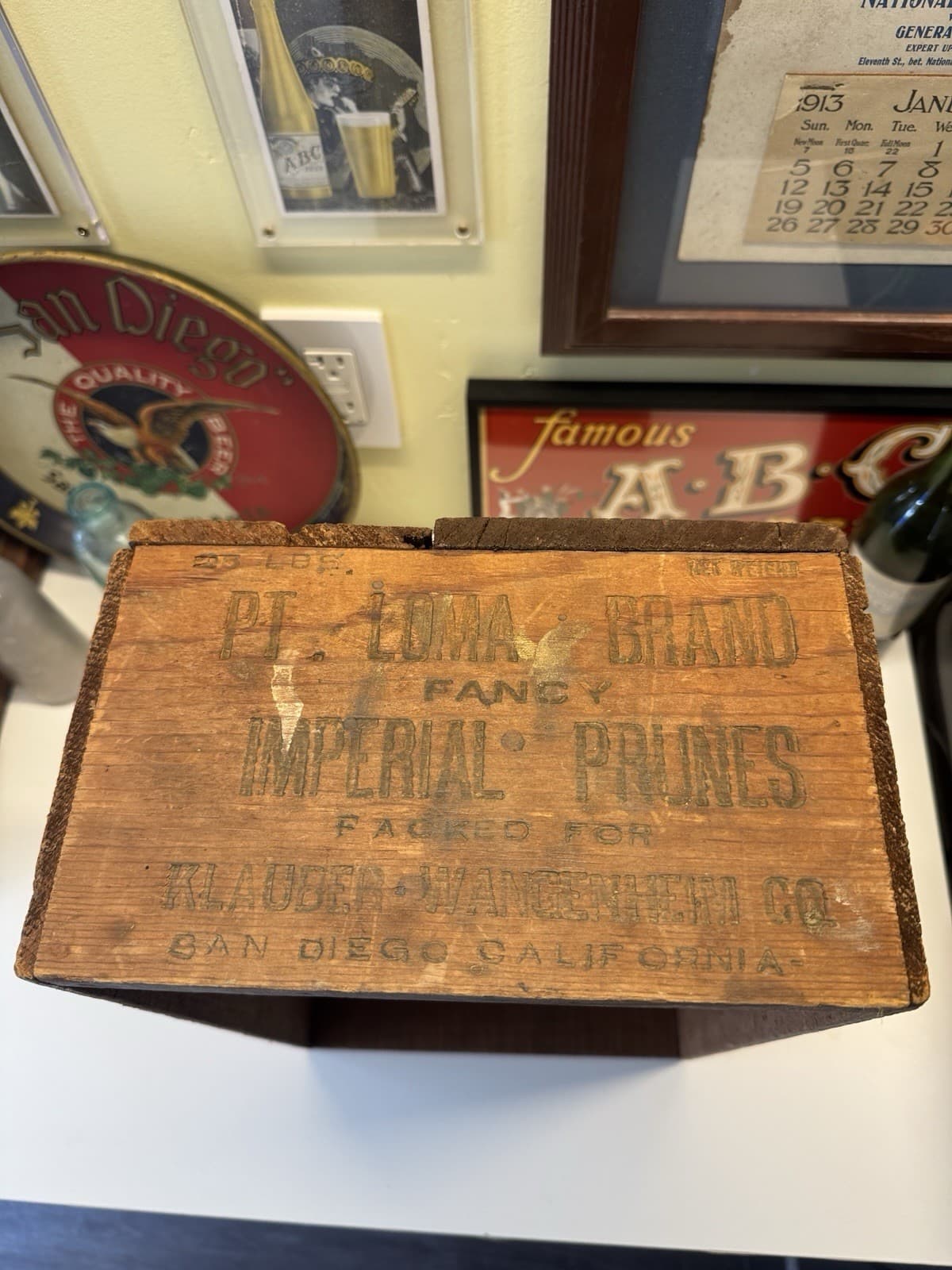 POINT LOMA BRAND Klauber Wanganheim San Diego, Cal Wood Fruit Shipping Box Crate