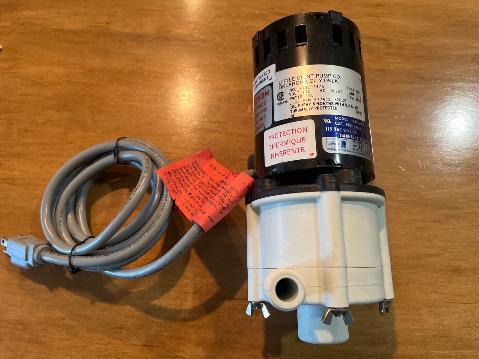Little Giant Pump 580503 1/25 Hp Polypropylene Magnetic Drive Pump   115V   1/2"