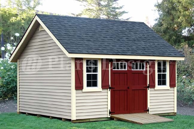 14' x 14' Gable Shed Plans, How to Build it Yourself #D1414G, Free Material List