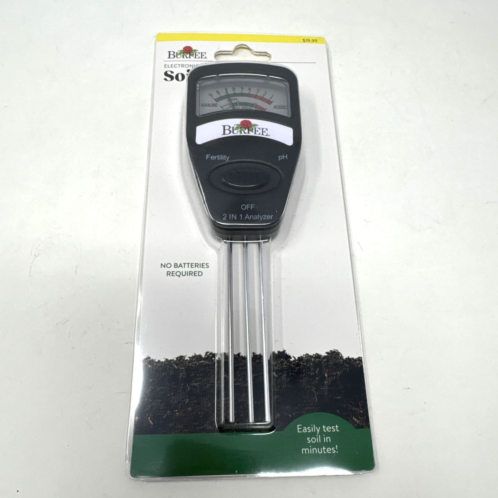 Burpee Electronic Soil Tester for pH & Fertility – No Batteries Needed New