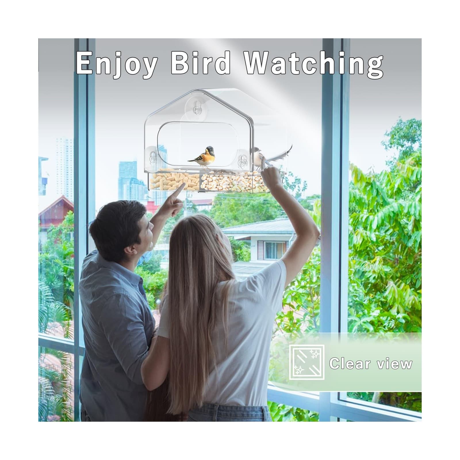 Clear Window Bird Feeder with 3 Strong Suction Cups and Detachable ... Fast Ship 5