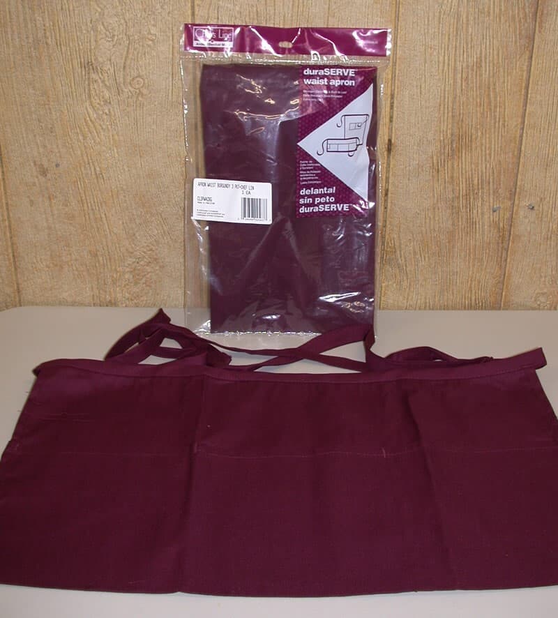 (1) Restaurant Style Waist Apron with 3 Pockets~ Burgundy ~ 23 x 12.5 **NEW**