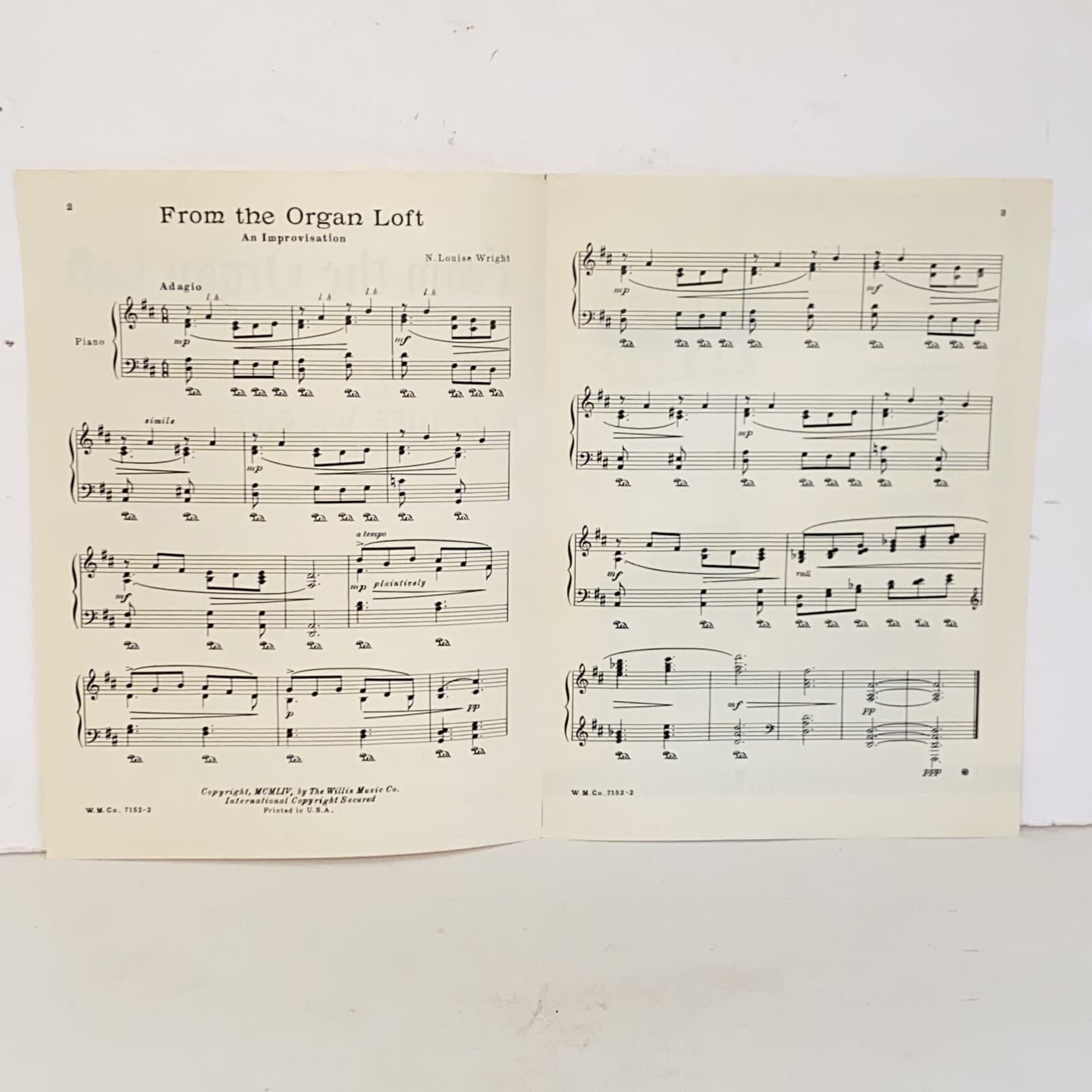 Vintage 1954 From The Organ Loft Piano Solo Sheet Music by N Louise Wright 3