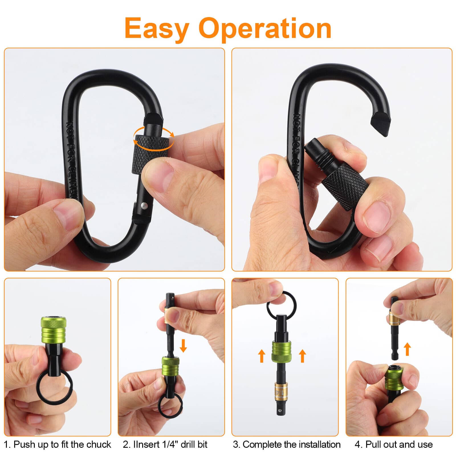 6Pcs 1/4" Hex Shank Screwdriver Drill Bit Holder Bit Set Quick Release Keychain 4