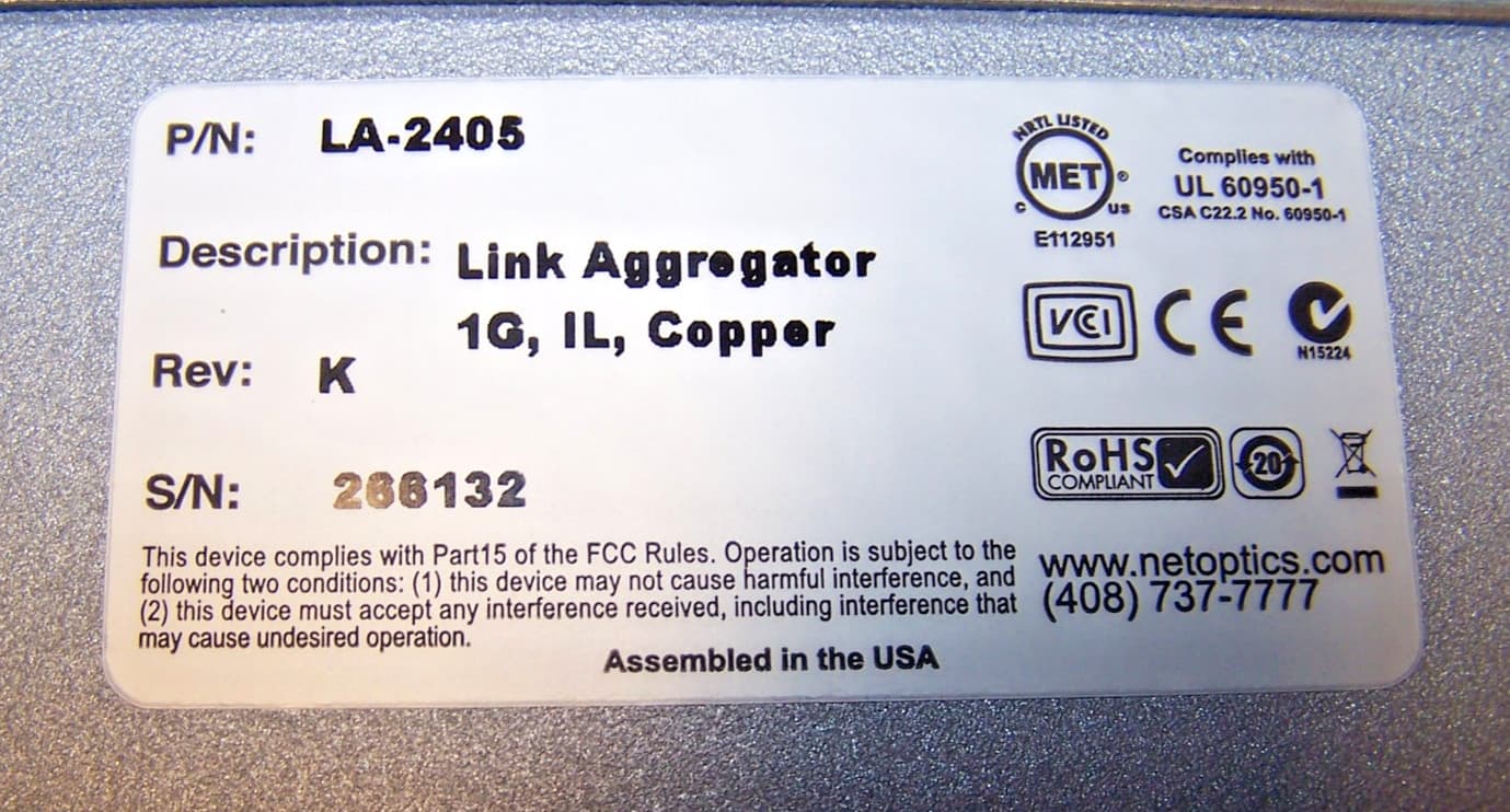 New Net Optics 1G Link Aggregator IL Copper  LA-2405 4