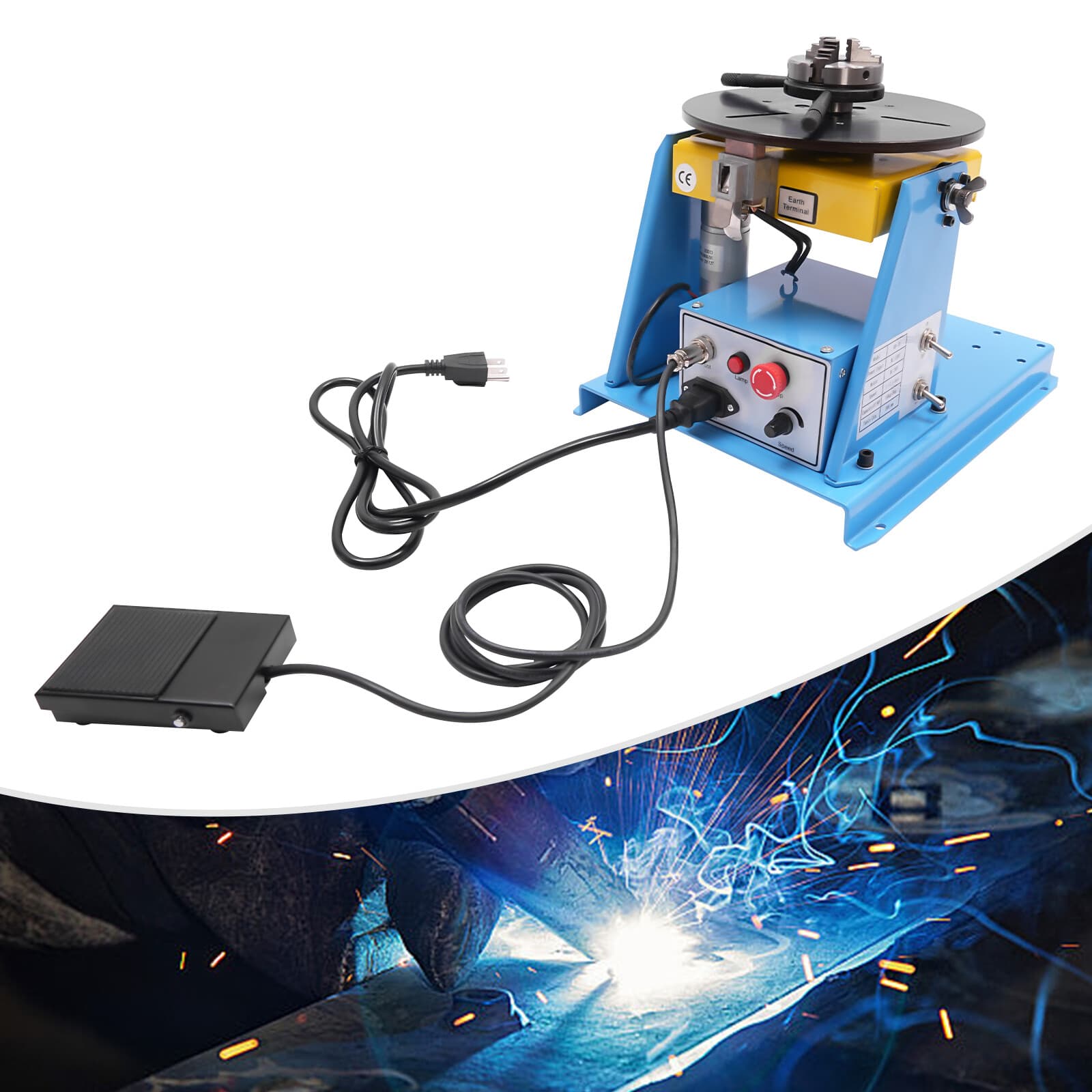 10KG Rotary Welding Positioner 0-90° Positioning Turntable Table 1-12RPM 3-Jaw 2