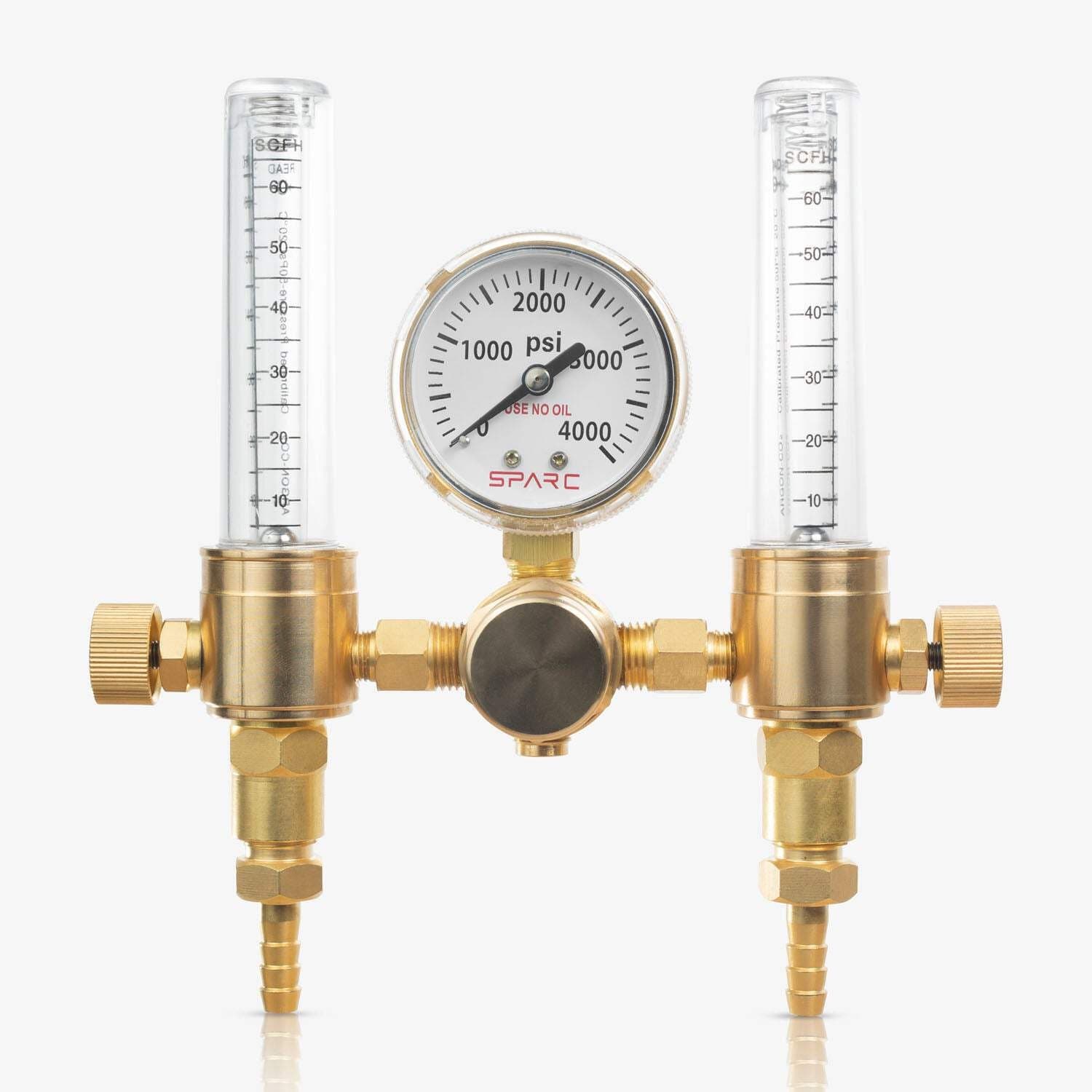 SPARC Dual Output Argon Welding Flow Meter + Regulator 0-60 CFH CGA-580 MIG TIG 3