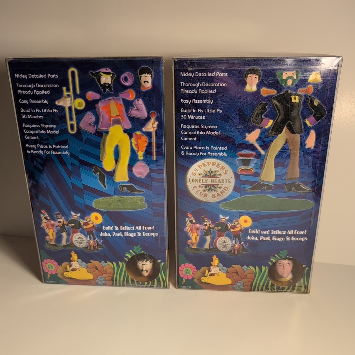 Lot Of 2 The Beatles Yellow Submarine Glue N Go John & Paul Plastic Model Kit 2