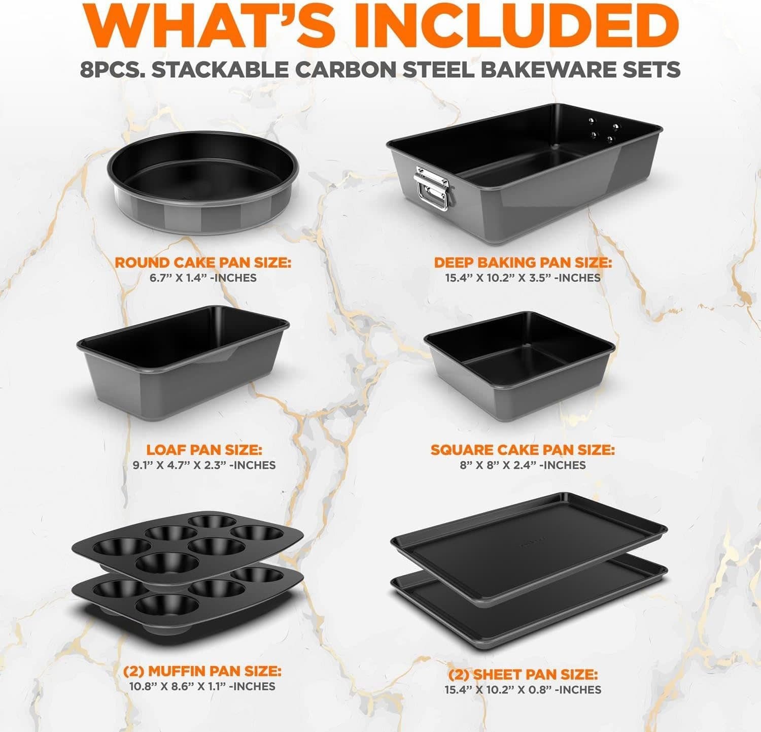 Juego de 8 bandejas antiadherentes apilables para hornear - Libre de PFOA, PFOS 2