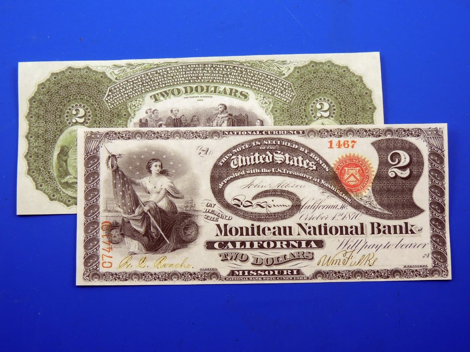 Reproduction $2 1870 National Bank Note US Paper Money Currency Copy