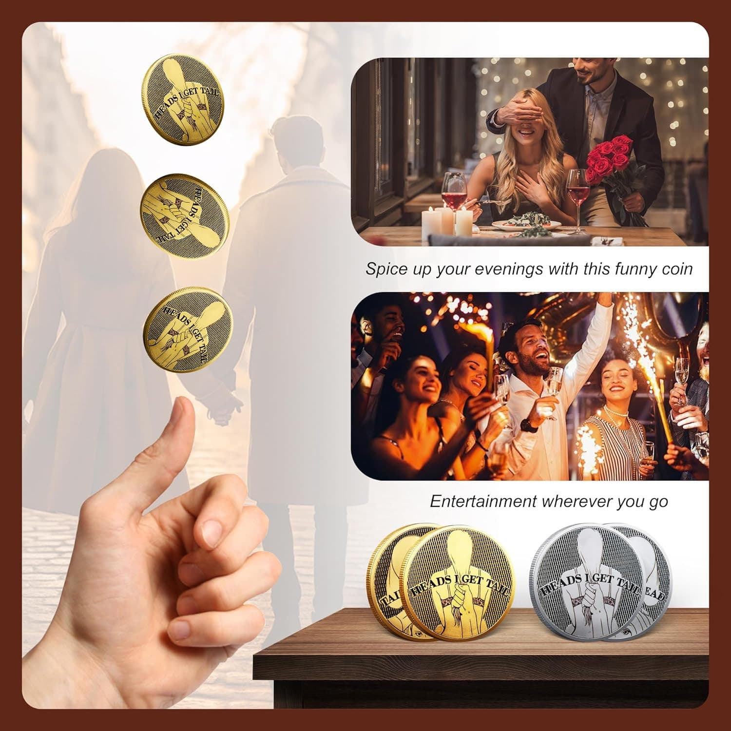 2025 2PCS Double Side Heads and Tails Coin Lucky Token Double Side Challenge Coi 3