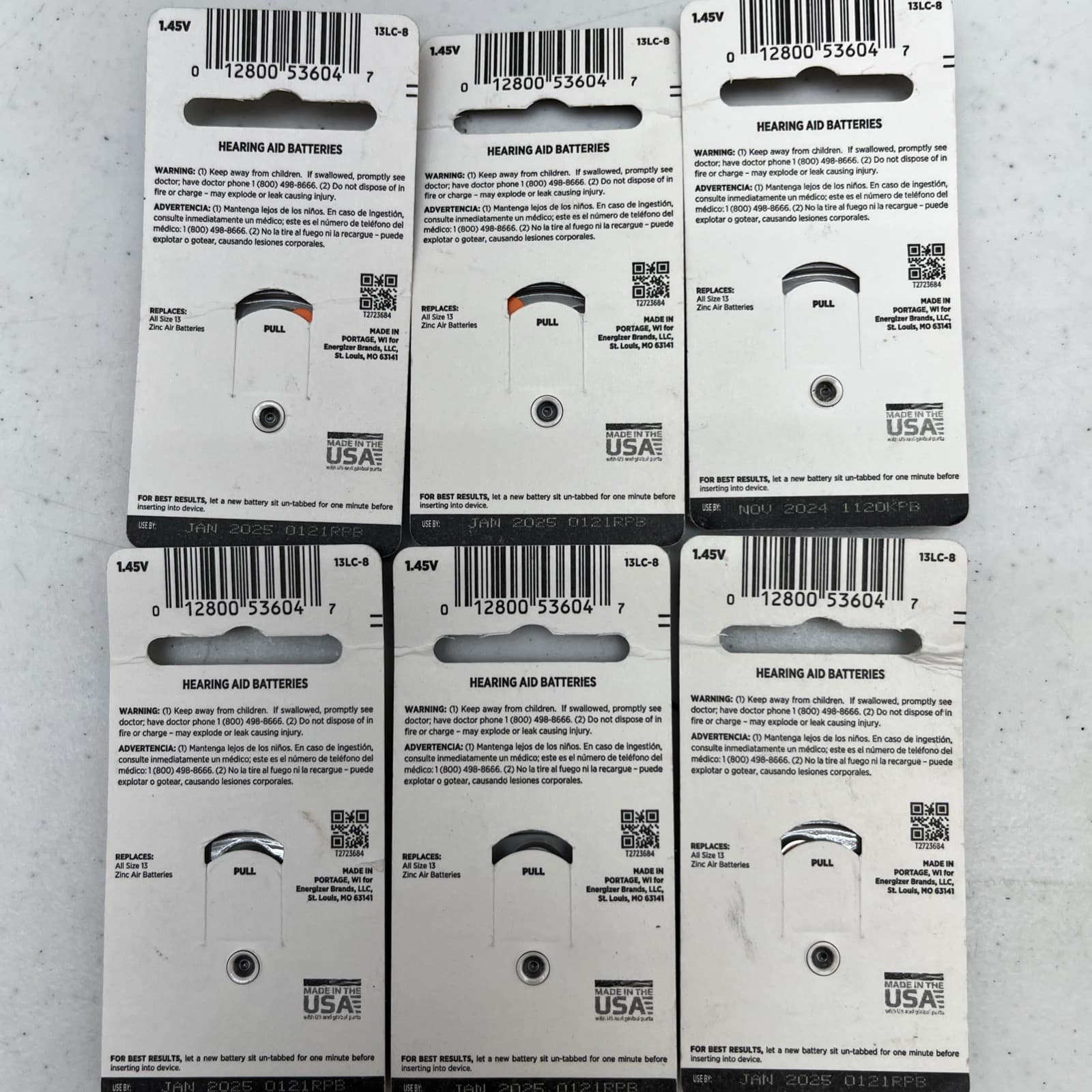 48 Rayovac Loud n Clear Hearing Aid Batteries 13LC-8 exp 11/24 & 1/25 6 pkg of 8 2