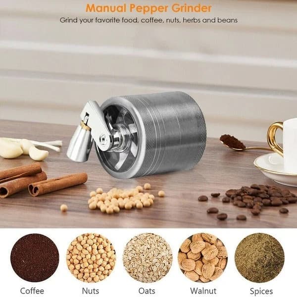 Metal Herb & Spice Grinder with Hand Crank – Manual Crusher for Kitchen Tobacco 2