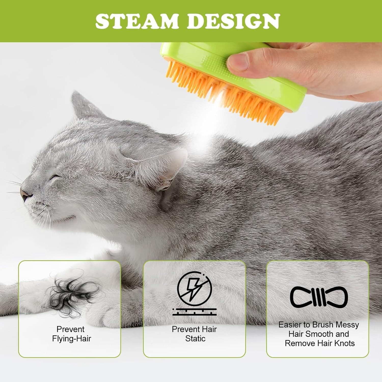 3 in1 Cat Steam Brush Cat Steamy Brush Rechargeable Cat Slicker Brush 5