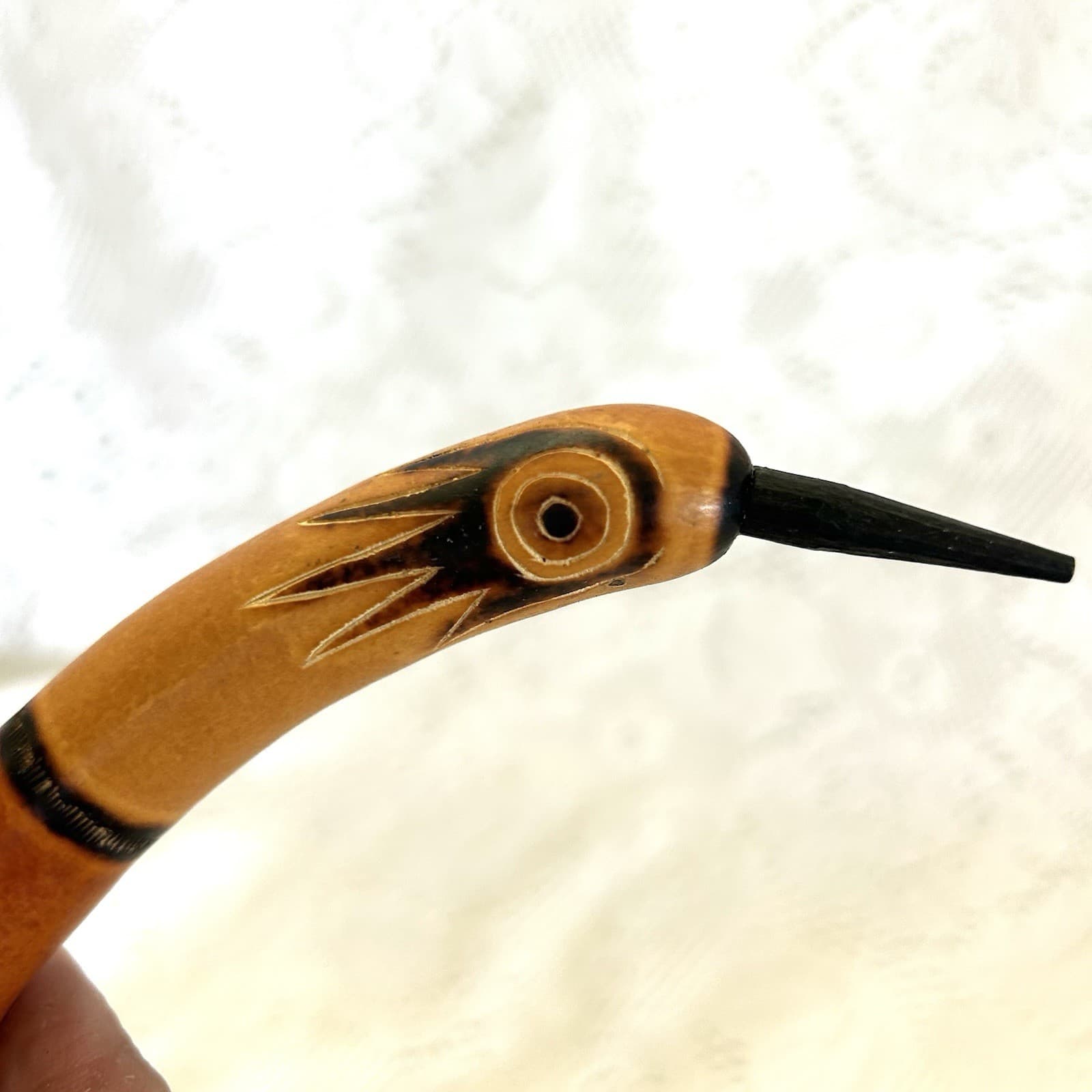 Hand Carved Peruvian Gourd Bird Primitive 4