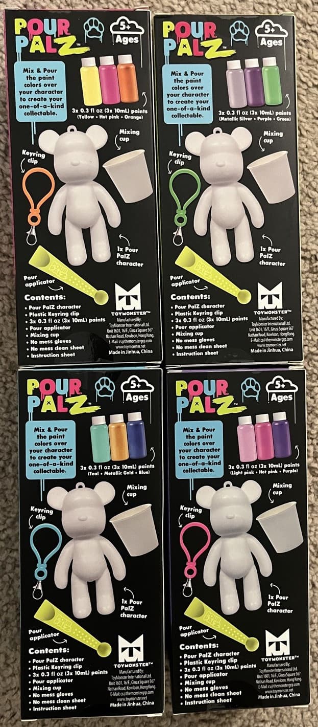 POUR PALZ KEY RING KITS 4x BRAND NEW IN HAND COLORS Pink Purple Green Blue DIY 2