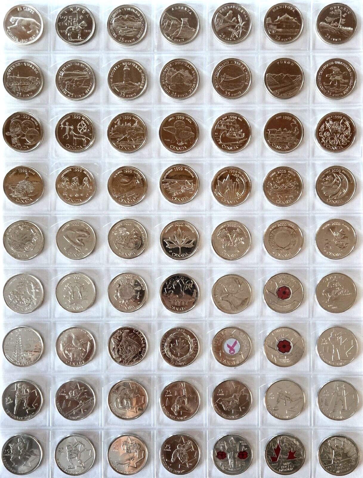 1967 - 2023 Canada 92 Coin Uncirculated BU Commemorative Quarter Set! 2