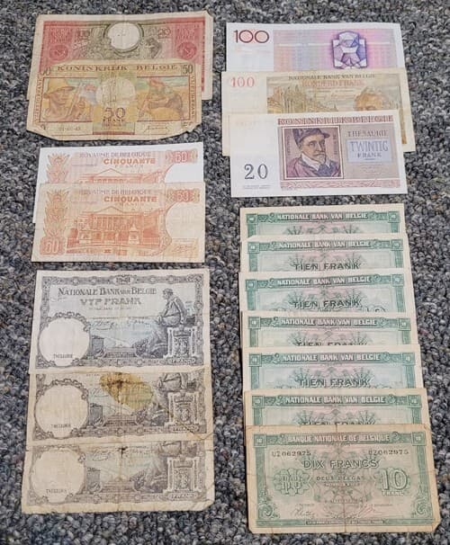 Belgium - Group of (17) Older Banknotes