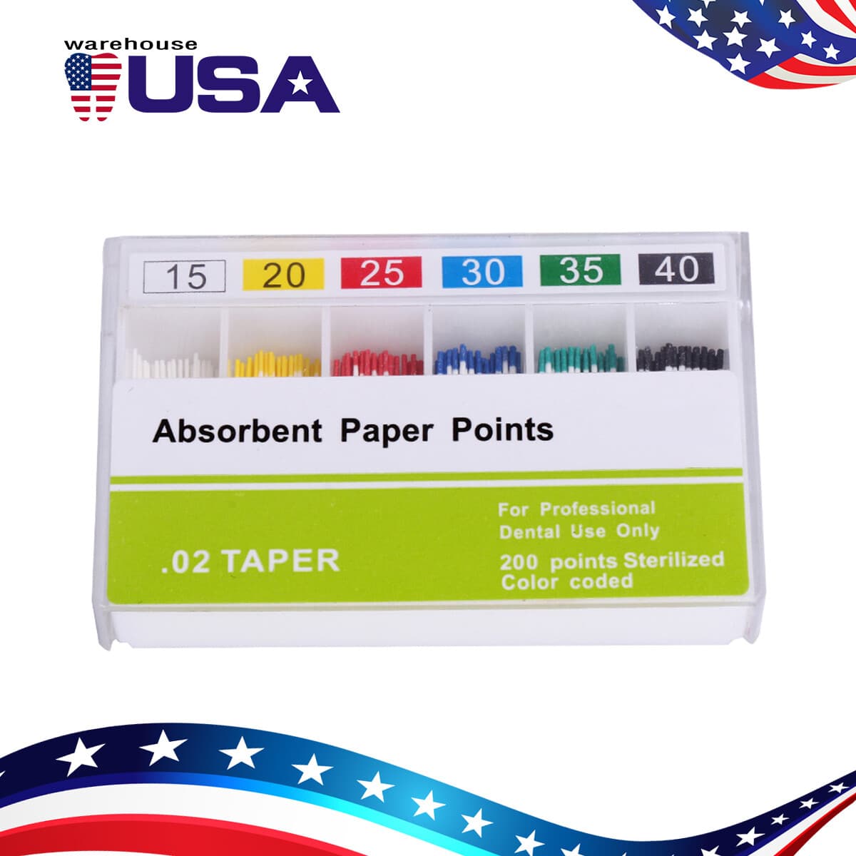 10X puntas papel absorbente de raíz endodóntica Dental puntas 0,02 Taper 15#-40# 4