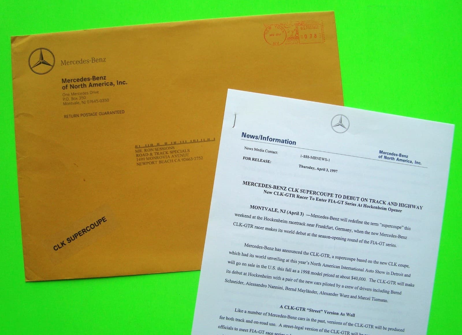 1997 Mercedes Benz CLK SUPERCOUPE & GTR V-12 RACER PRESS KIT Brochure PHOTOS 6