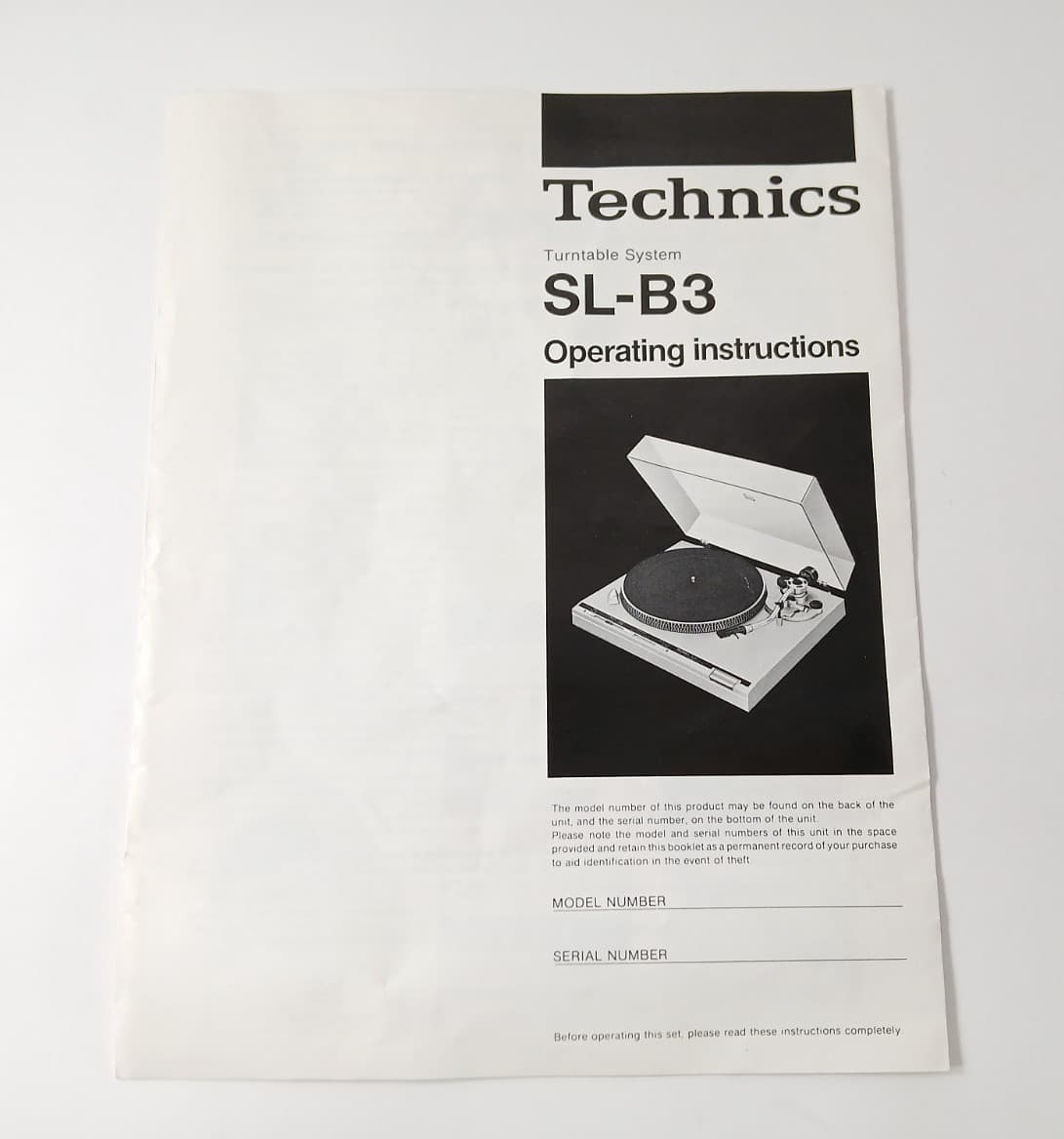 Original TECHNICS SL-B3 Turntable Record Player Manual Operating Instructions