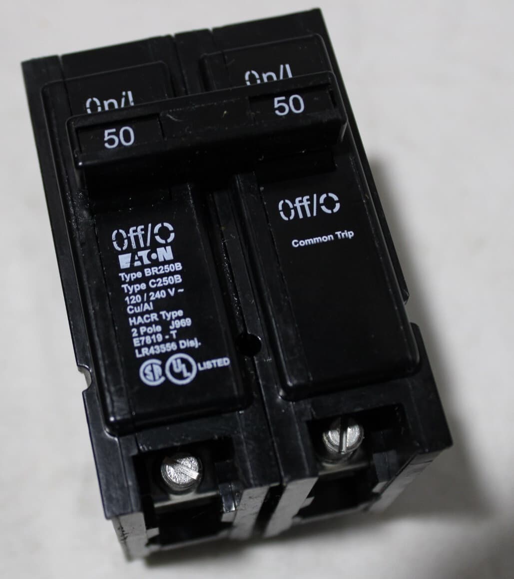 Eaton BR250B/C250B Bolt-On 2 Pole 50 Amp 120/240VAC Circuit Breaker NEW