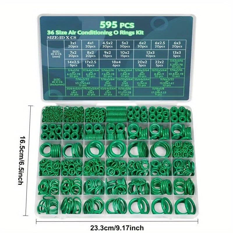595 Pcs Metric and SAE Air Conditioning O-Ring Kit for Automotive A/C Compressor 2