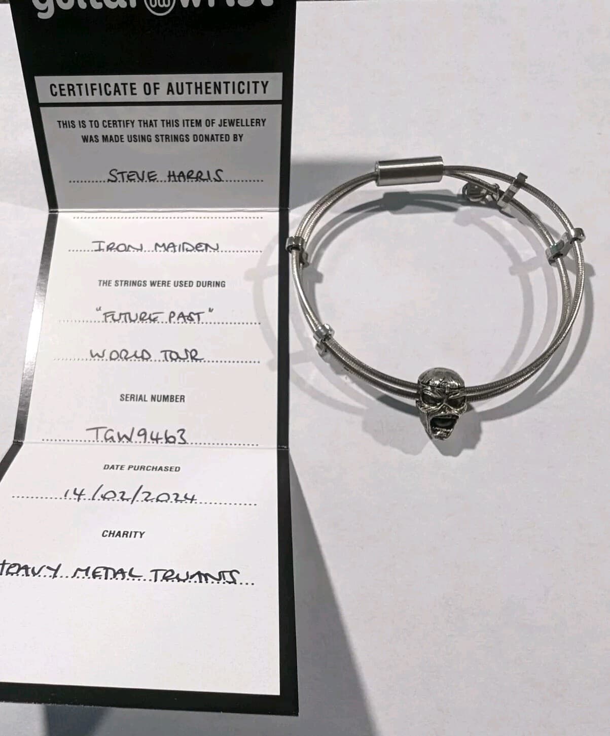 Iron Maiden Steve Harris Bass String Bracelet - Played On Future Past Tour 2