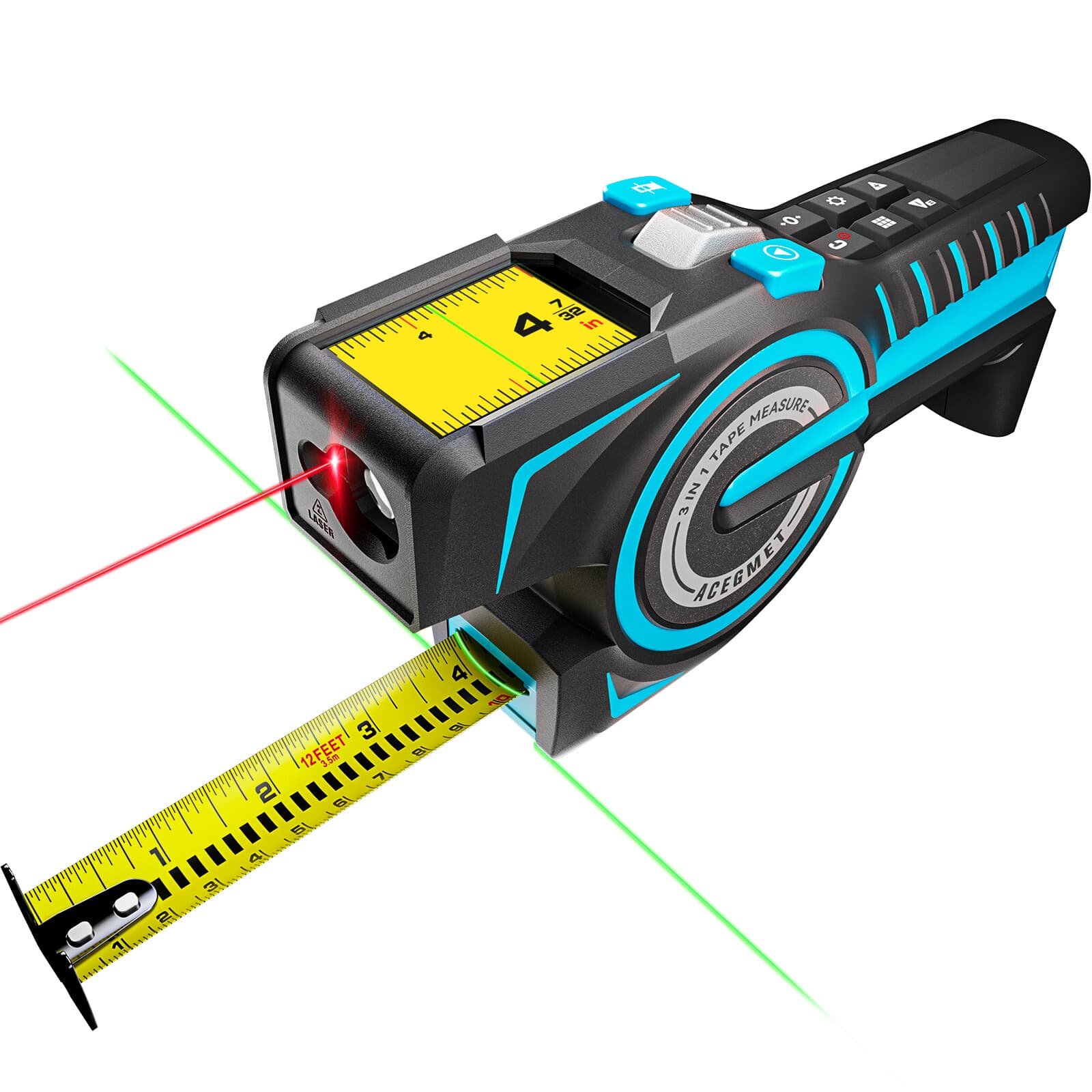 3-in-1 Digital Tape Measure, 330Ft Laser Measurement Tool with Rechargeable 2