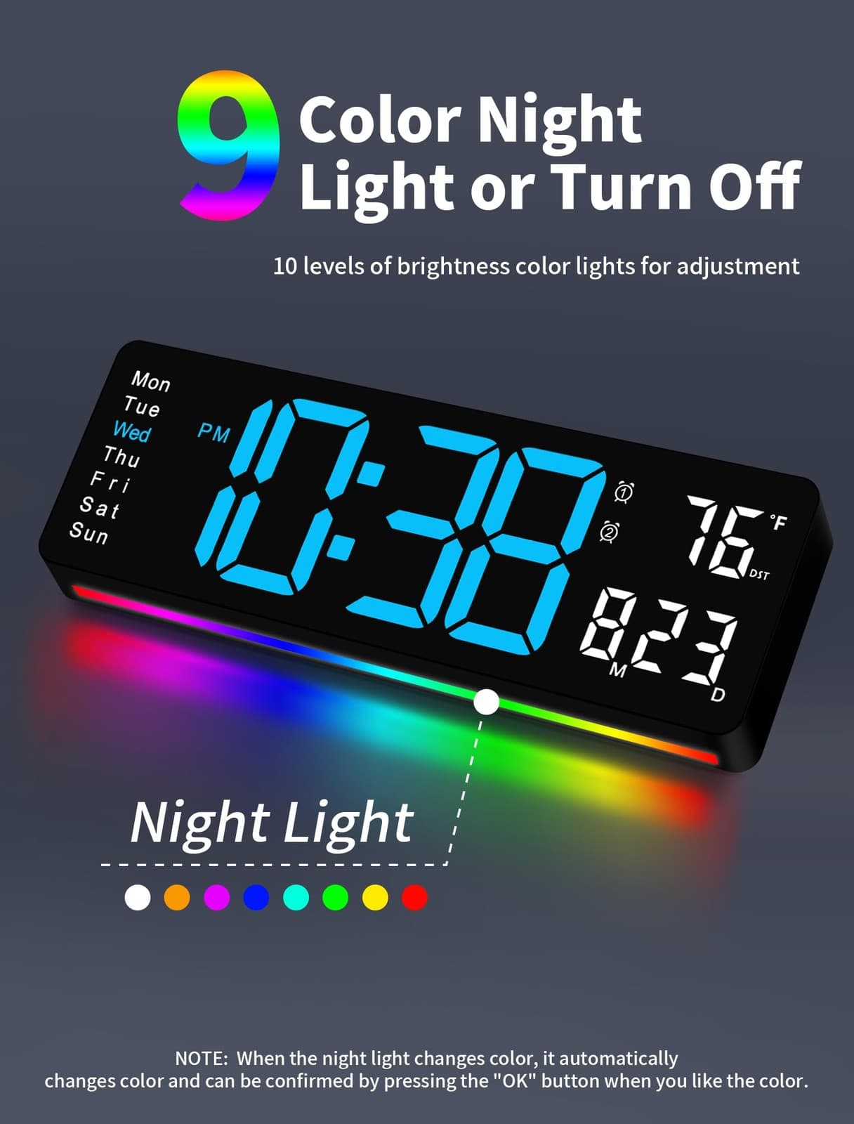 Digital Wall Clock, 16" Large Display Digital Clock with Remote Control, Auto... 3