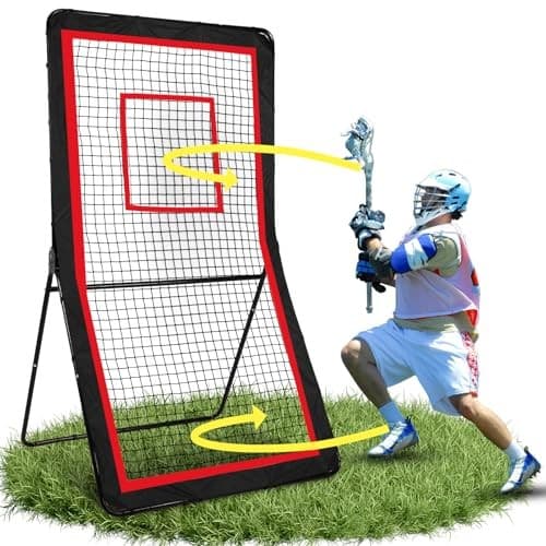Lacrosse Rebounder,4x7/5x7ft Red/Green Volleyball Rebounder Net with 5 Adjust  2