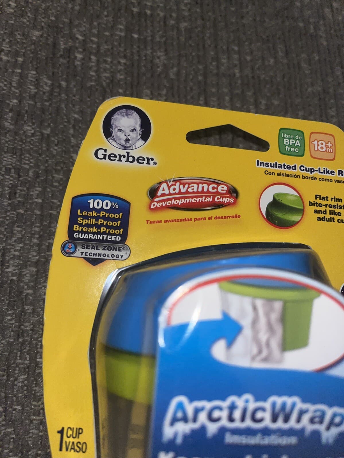 NUK GERBER 9OZ ADVANCED DEVELOPMENTAL CUP ARCTIC WRAP 18+ MO BPA FREE LEAK PROOF 2