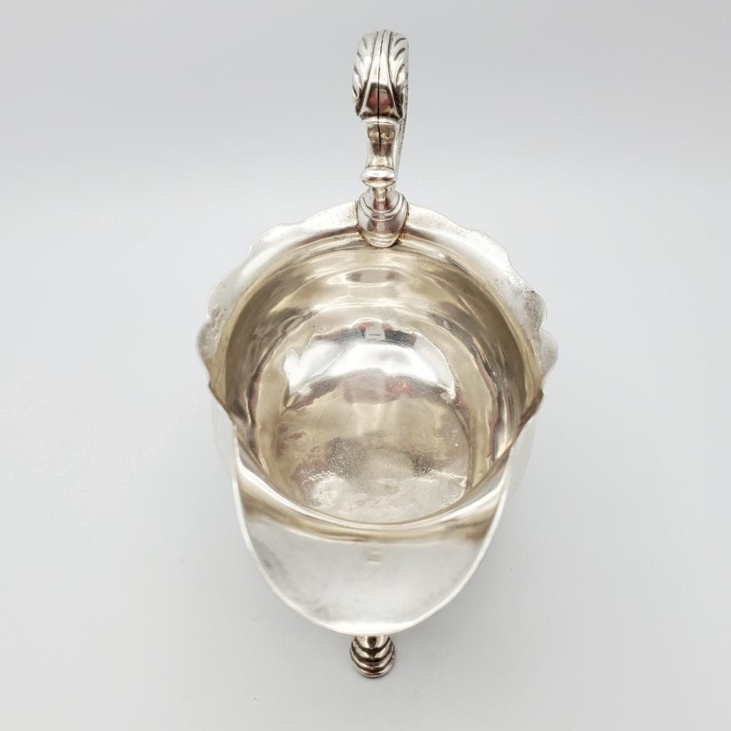 Antique English Sterling Gravy Sauce Boat 1700s Winged Lion Crest Griffin Hooves 4