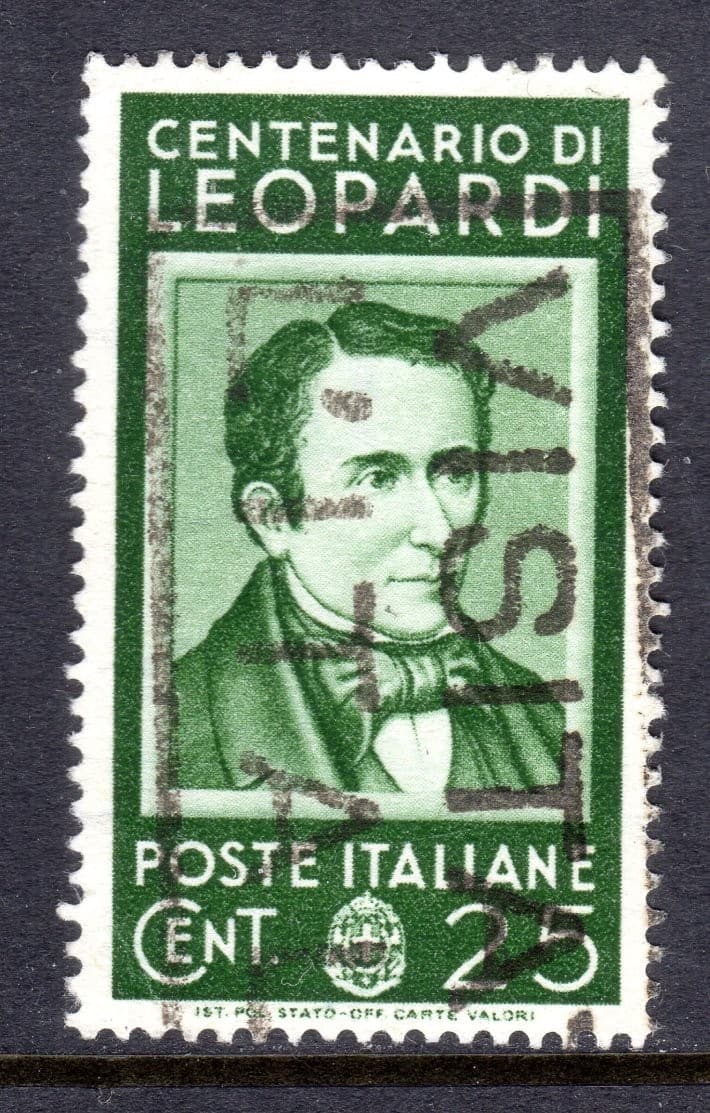 Italy Scott # 389 VF Used 1937 25 C Musician Centennial Leopardi #1